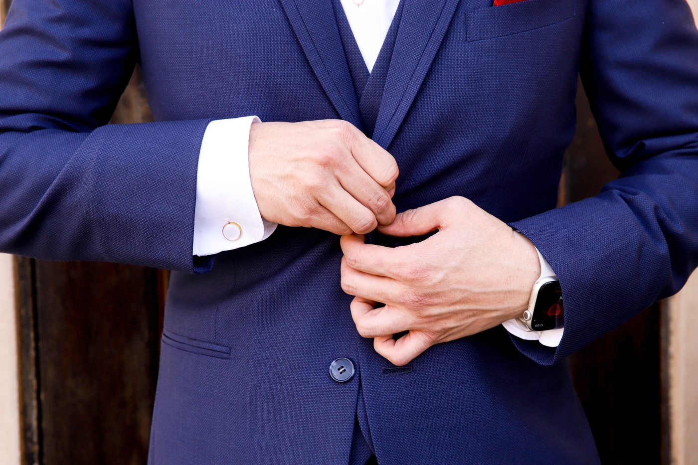Bespoke navy flannel suit, custom tailored in Sugar Land, TX